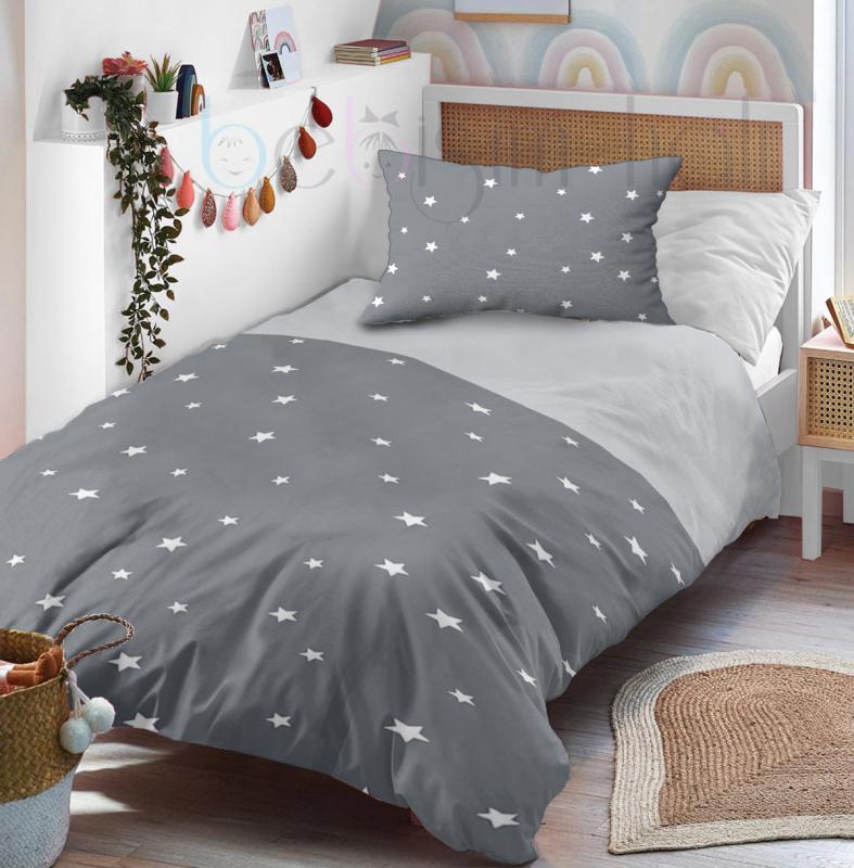 Yıldız Gri Desenli Tek Kişilik Bebek Çocuk Nevresim Takımı