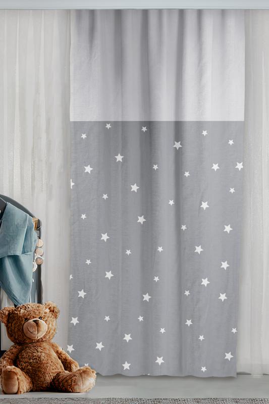 Yıldızlı Çift Kanatlı Çocuk Odası Fon Perde
