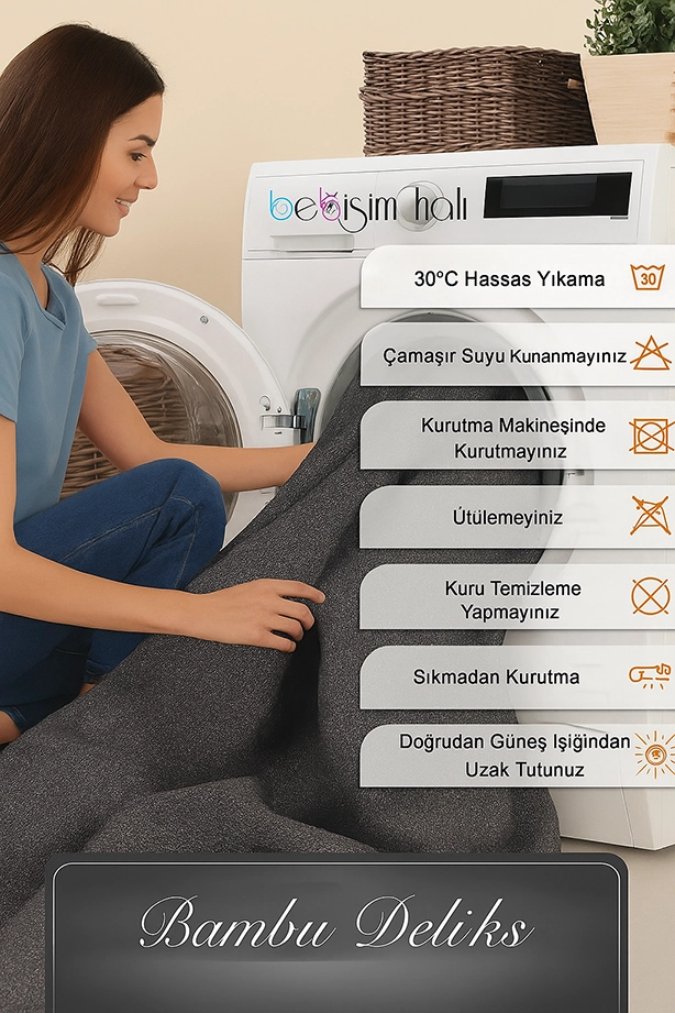 Kalpli Sevimli Kuğu Bambu Çocuk Halısı