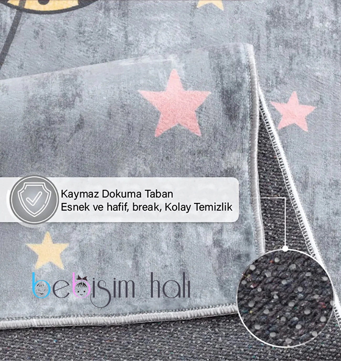 Güneş ve Kalpli Bambu Çocuk Odası Halısı