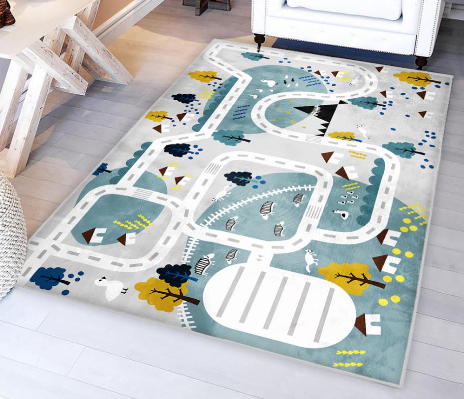 Eğitici Yollu Bambu Çocuk Odası Halısı