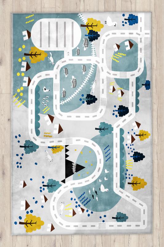 Eğitici Yollu Bambu Çocuk Odası Halısı