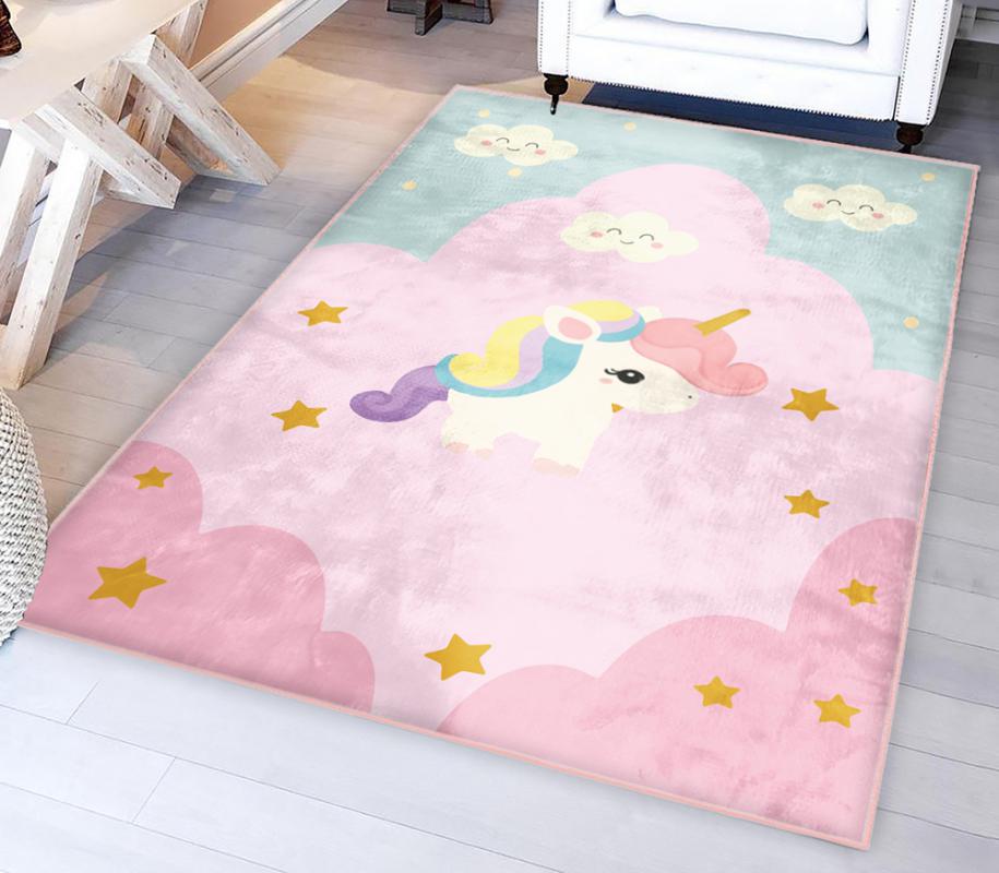 Sevimli Unicorn Bambu Çocuk Odası Halısı