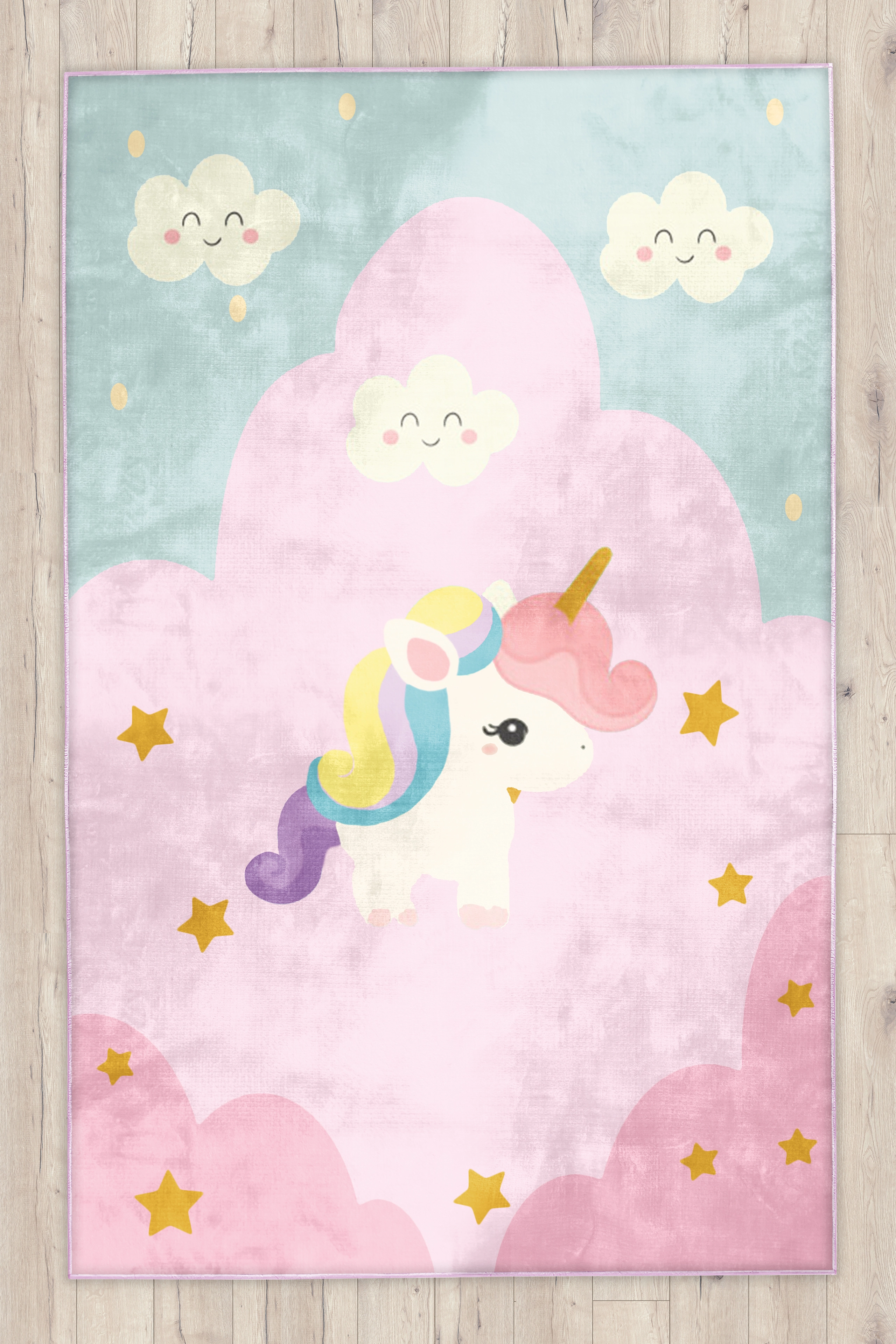 Sevimli Unicorn Bambu Çocuk Odası Halısı