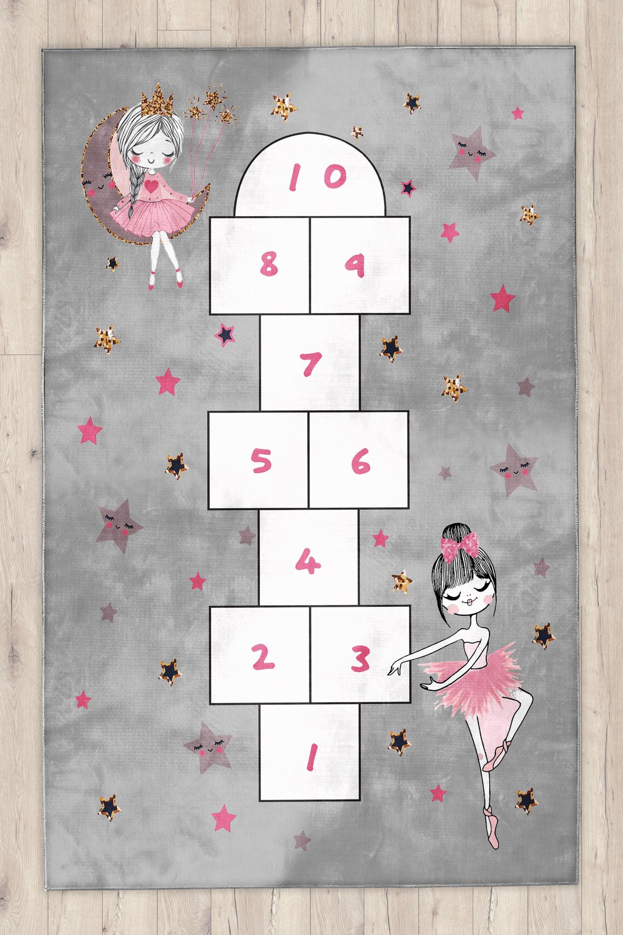 Prenses Kız Seksekli Bambu Çocuk Halısı