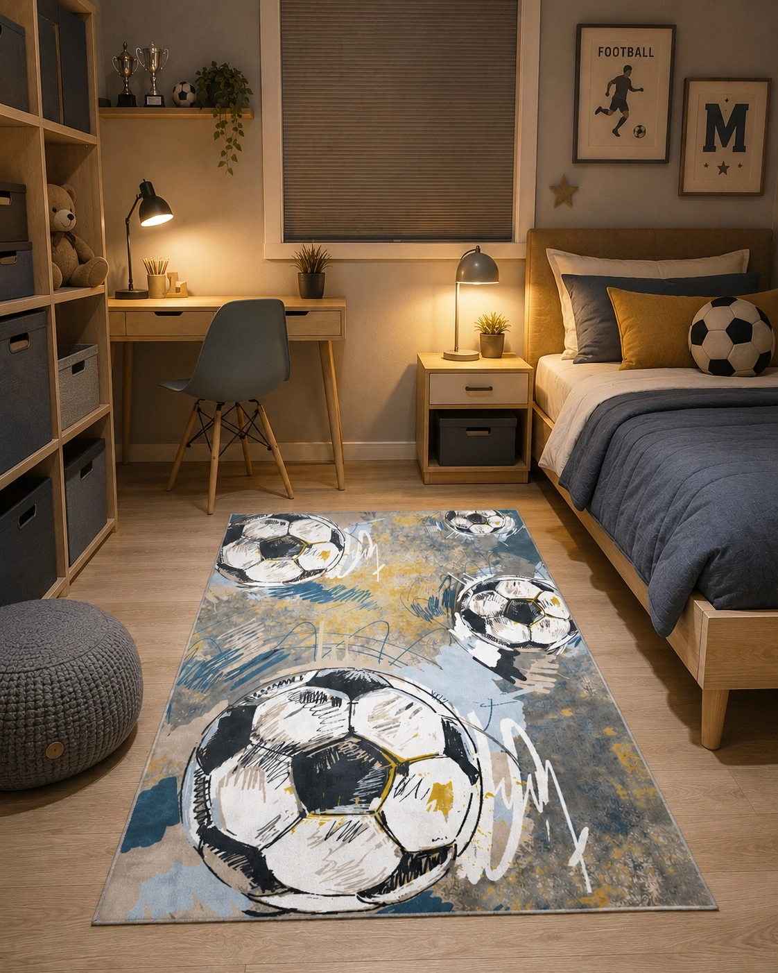 Futbol Topu Bambu Çocuk Halısı