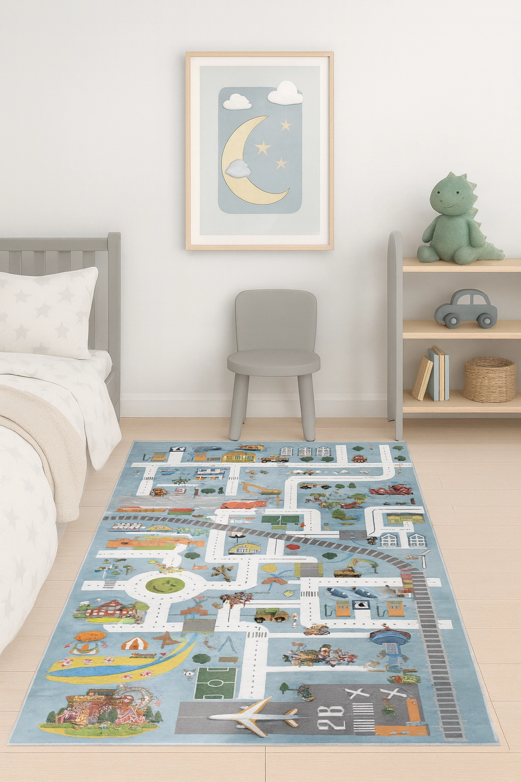 Eğitici Haritalı Bambu Çocuk Halısı