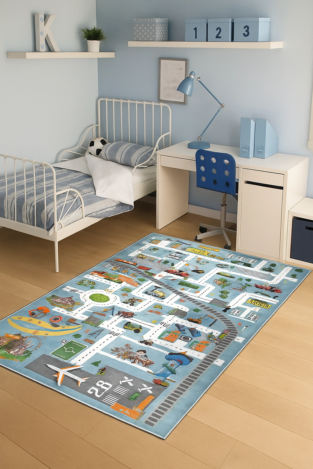 Eğitici Haritalı Bambu Çocuk Halısı