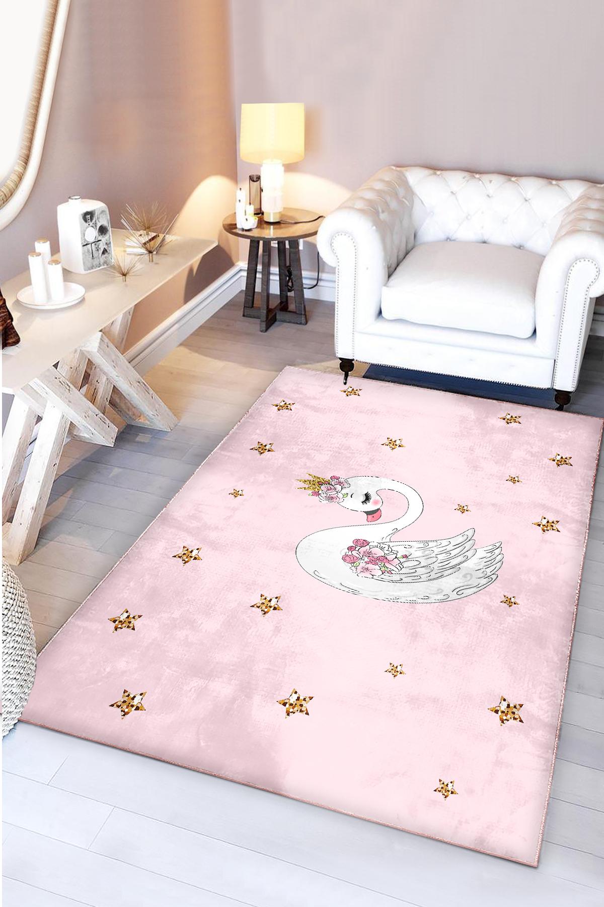 Sevimli Kuğu Bambu Çocuk Halısı