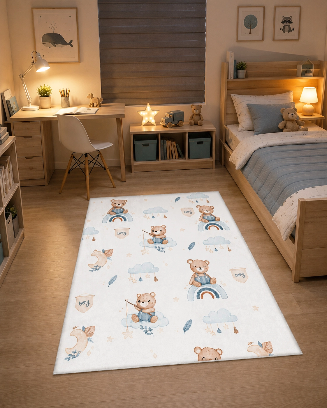 Ayıcıklı Bambu Bebek Çocuk Halısı