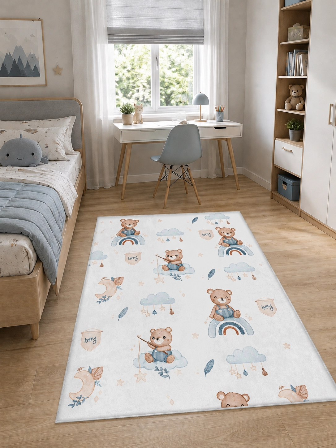 Ayıcıklı Bambu Bebek Çocuk Halısı