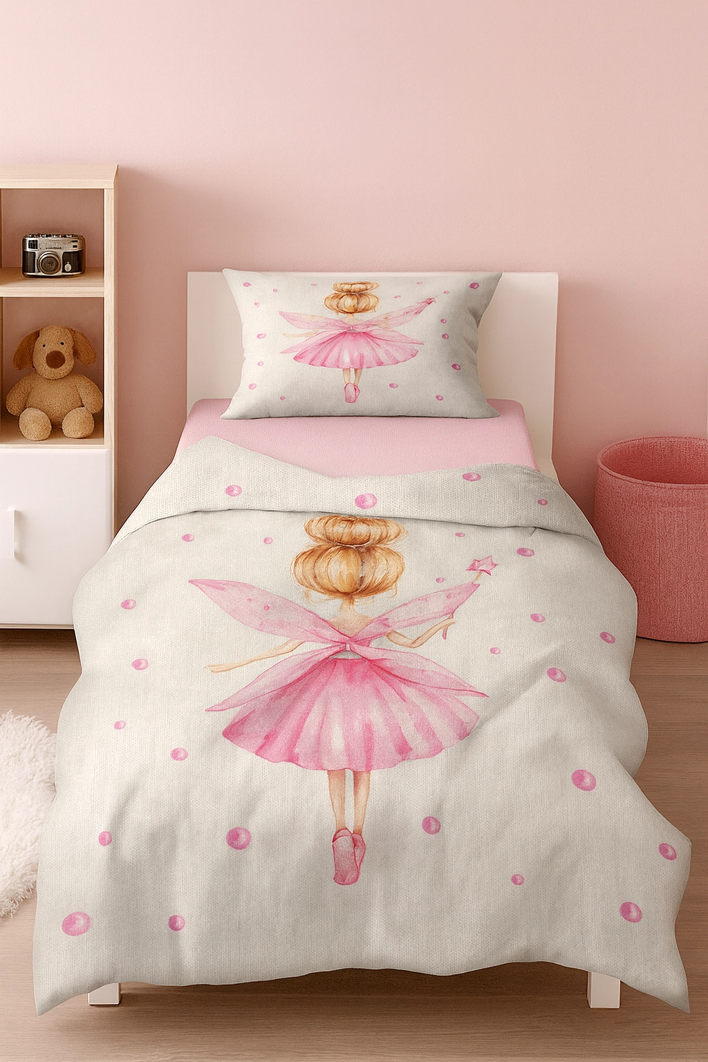 Balerin Prenses Peri Kız Desenli Tek Kişilik Bebek Çocuk Nevresim Takımı