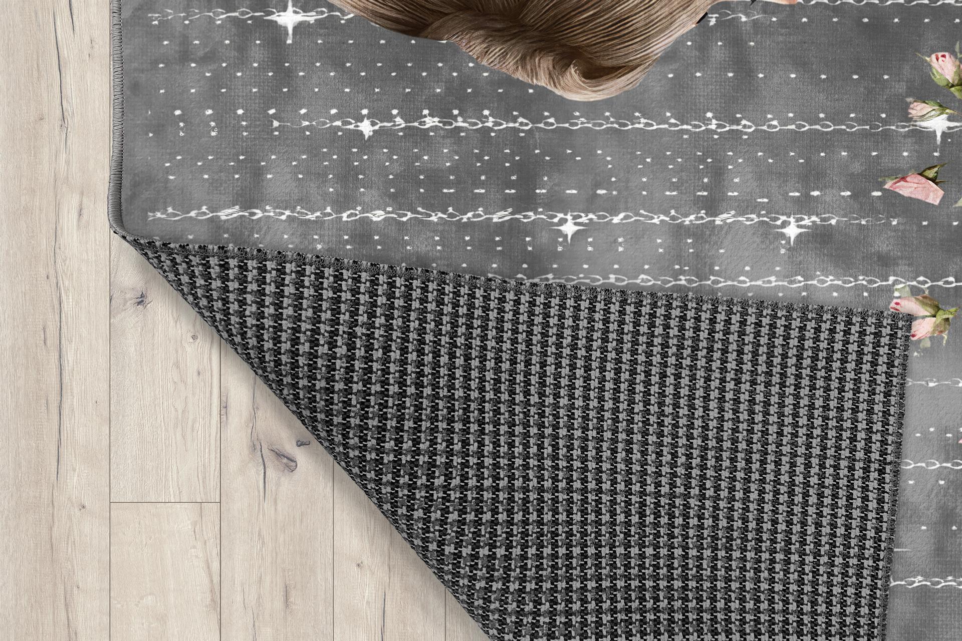 Nostaljik Çiçek Prenses Kız Bambu Çocuk Halısı