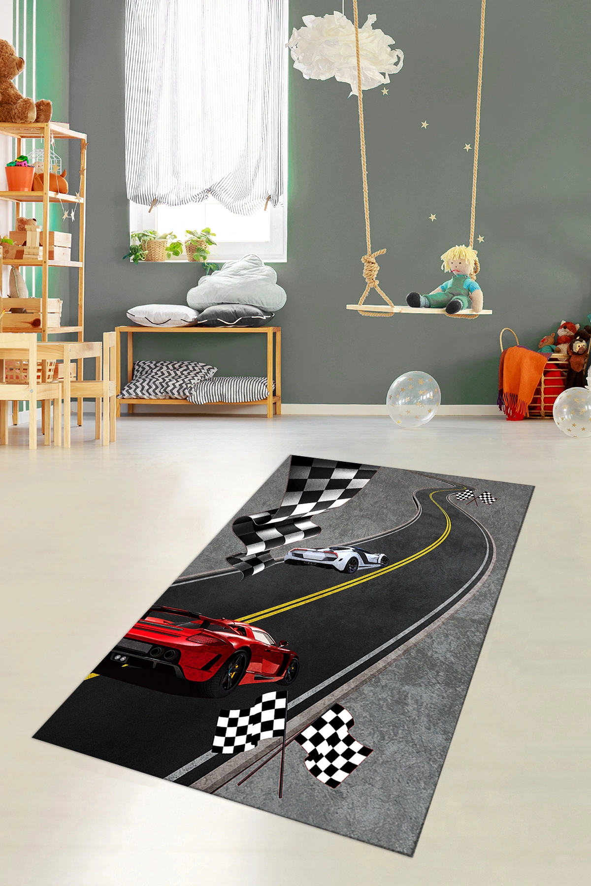 Yarış Pistli Çocuk Odası Halısı
