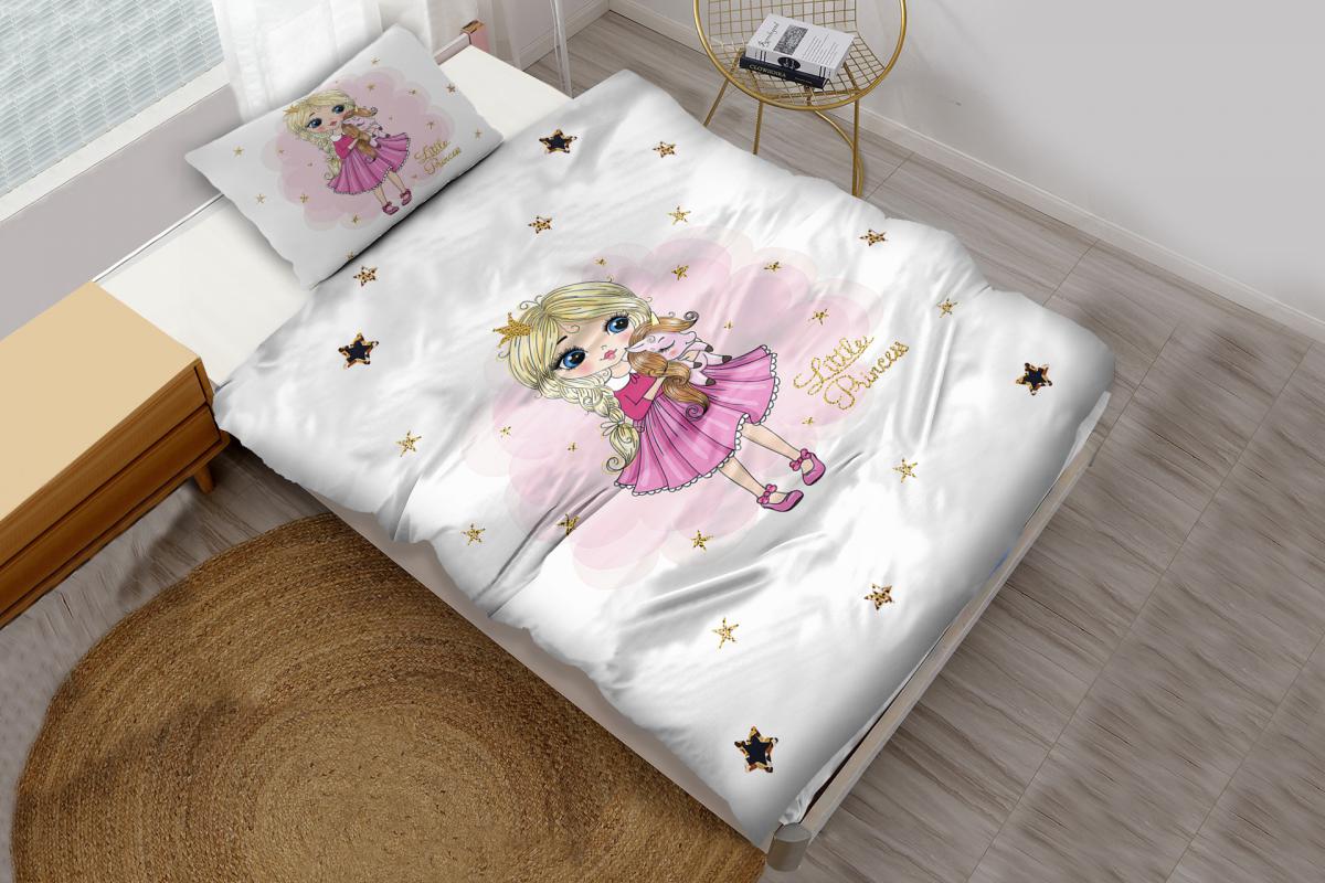 Sevimli Küçük Prenses Unicorn Tek Kişilik Nevresim Takımı