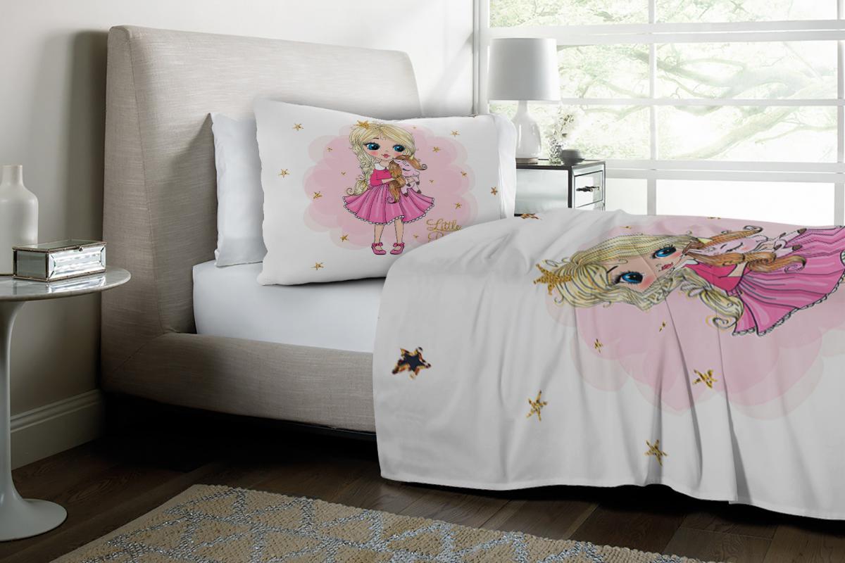 Sevimli Küçük Prenses Unicorn Tek Kişilik Nevresim Takımı