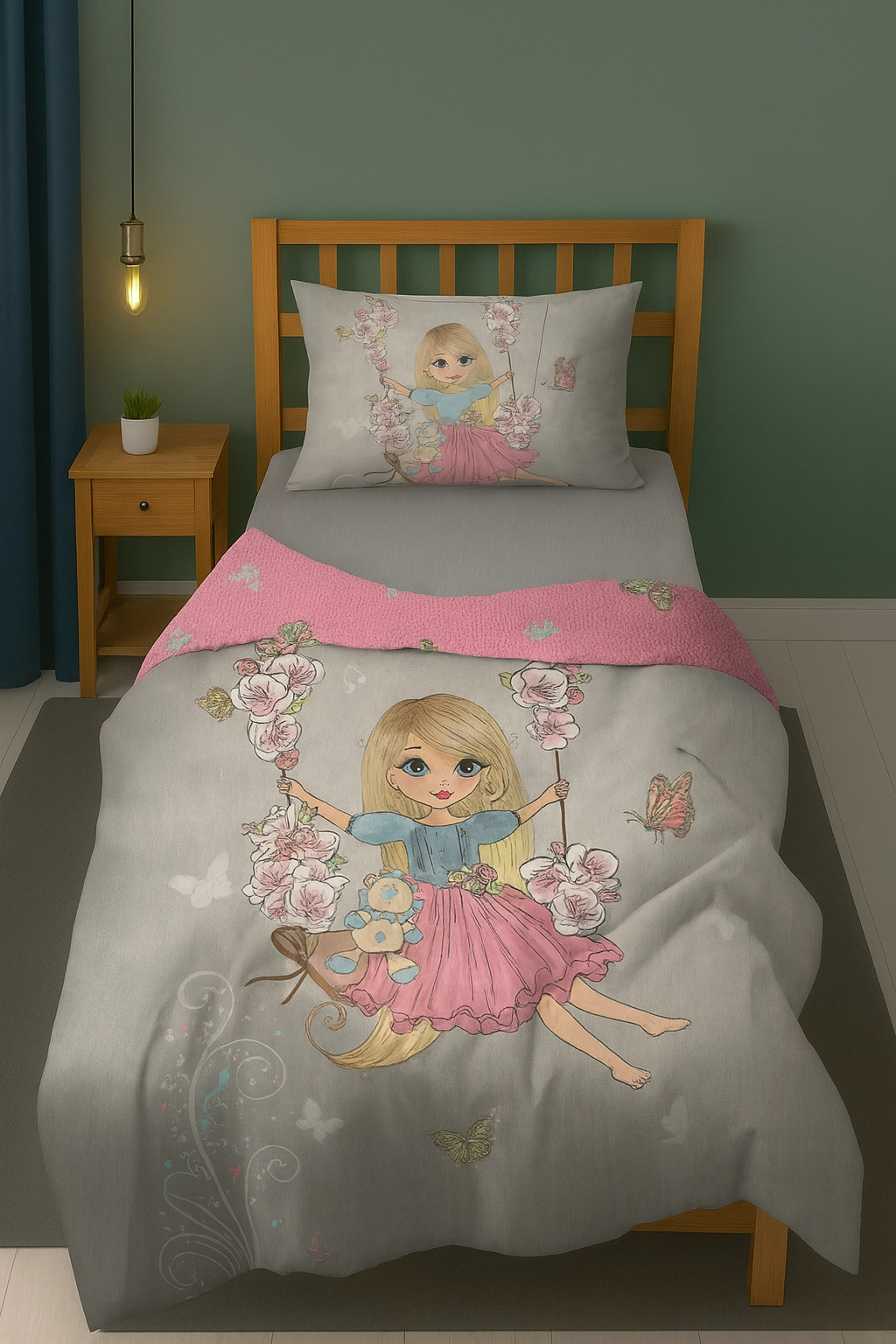 Sevimli Prenses Peri Kız Tek Kişilik Nevresim Takımı