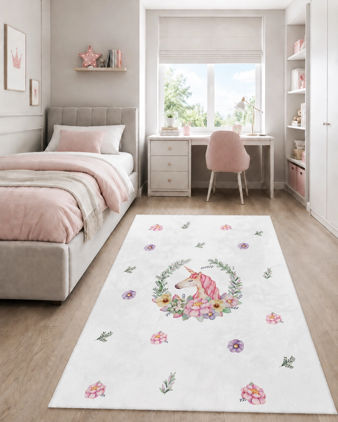 Sevimli Pony Bambu Çocuk Odası Halısı