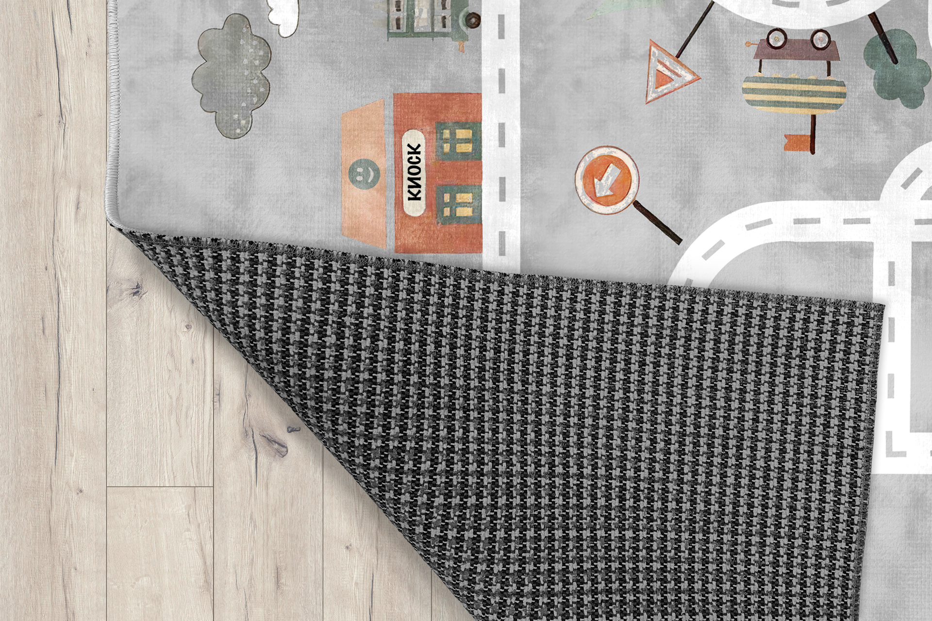 Eğitici Yollu Bambu Çocuk Odası Halısı