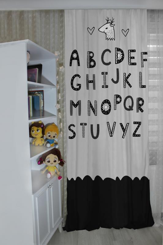 Caprice Eğitici Alfabe CP140 Çift Kanat Çocuk Fon Perde