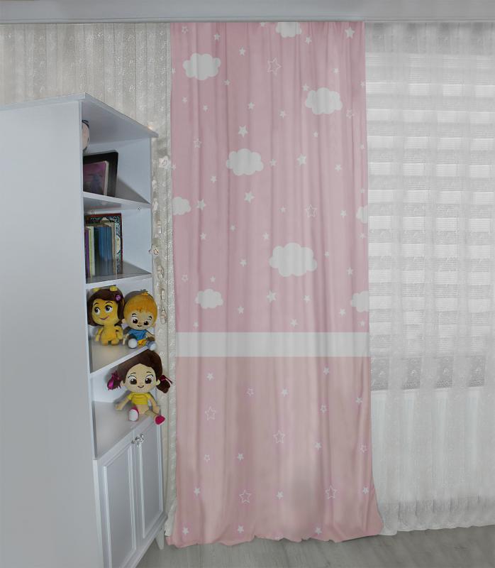 Caprice Bulutlar Ve Yıldız CP149 Çift Kanat Çocuk Fon Perde