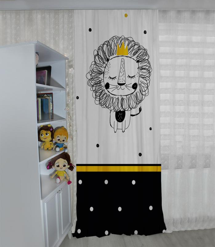 Caprice Sevimli Aslan CP170 Çift Kanat Çocuk Fon Perde