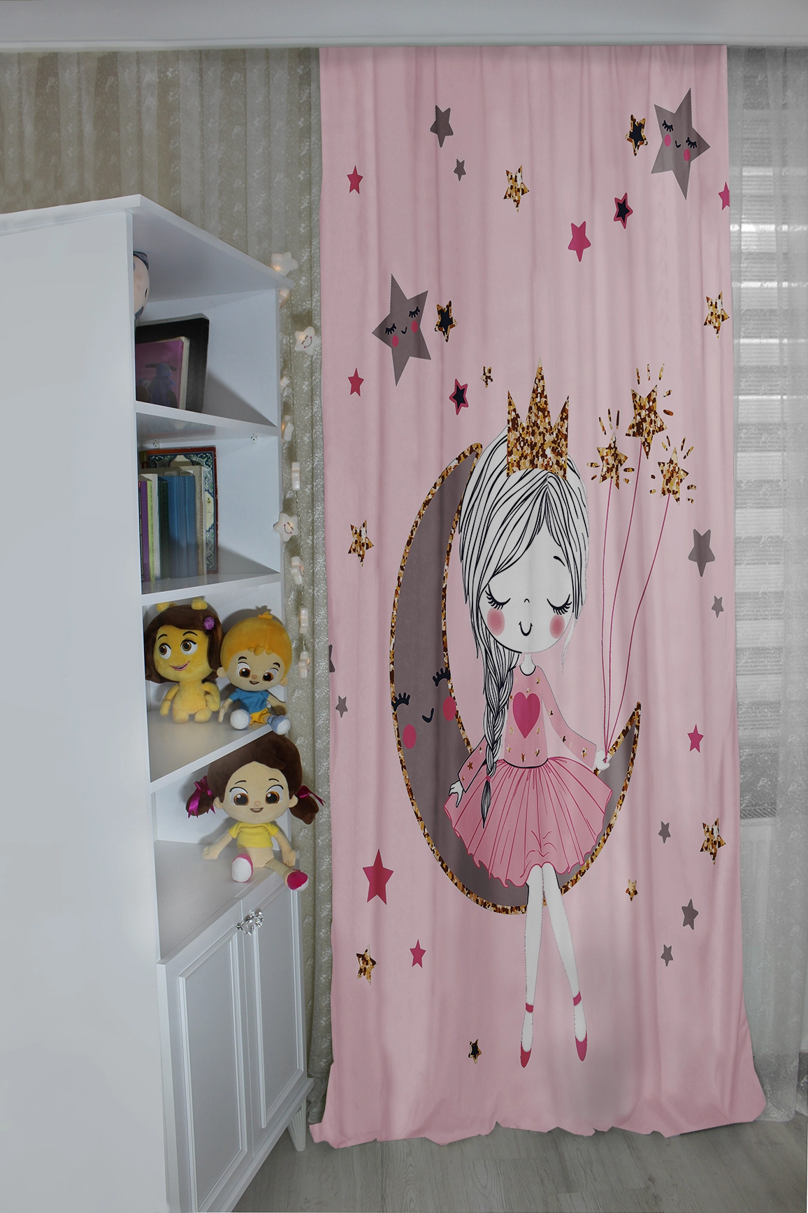 Pembe Zeminli Pırıltı Prenses Çocuk Odası Halısı