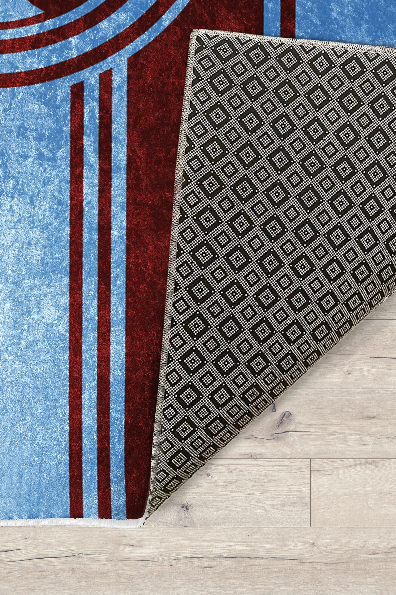 Bordo Mavi Futbol Topu Çocuk Odası Halısı