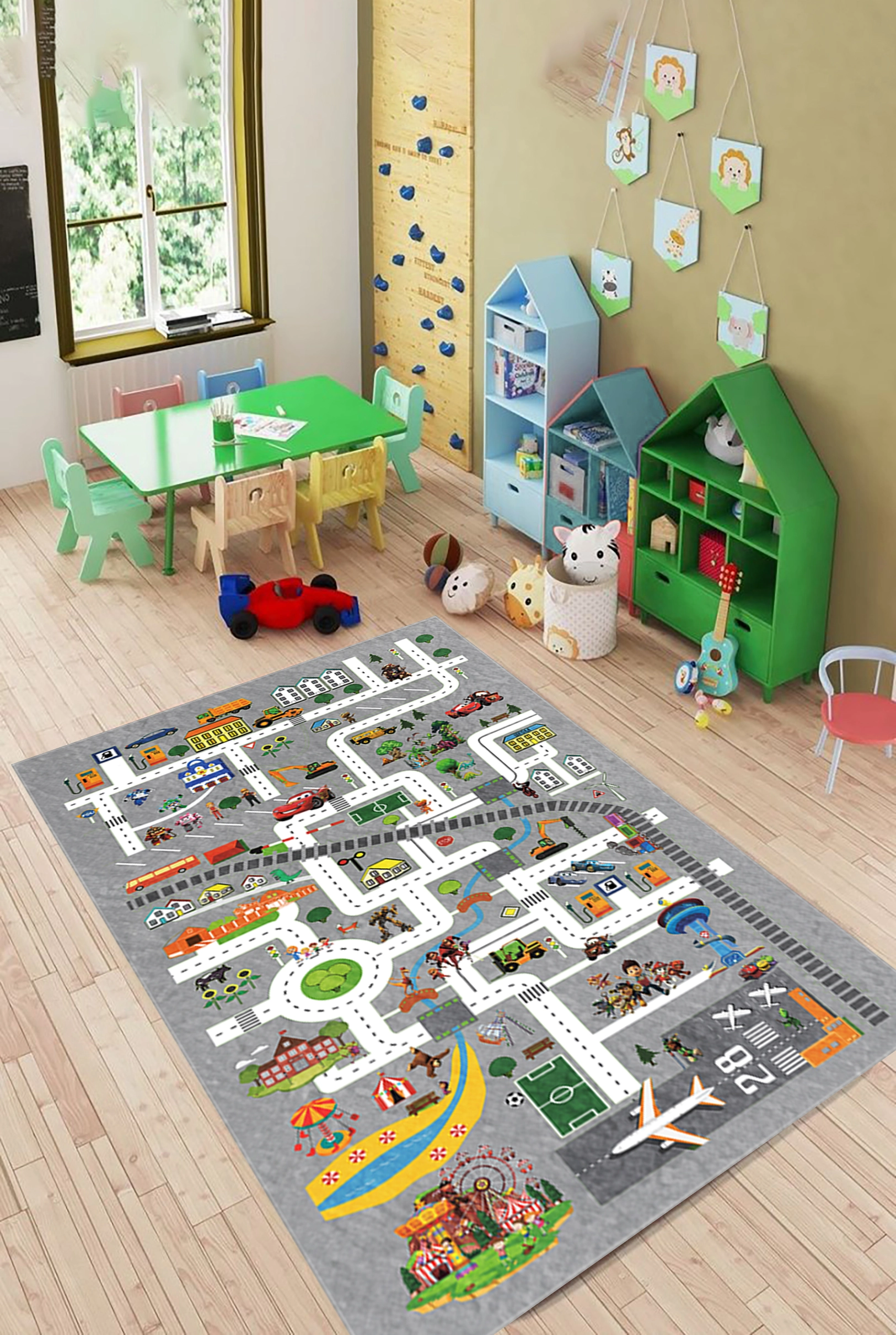 Eğitici Yol Arabalı Çocuk Halısı