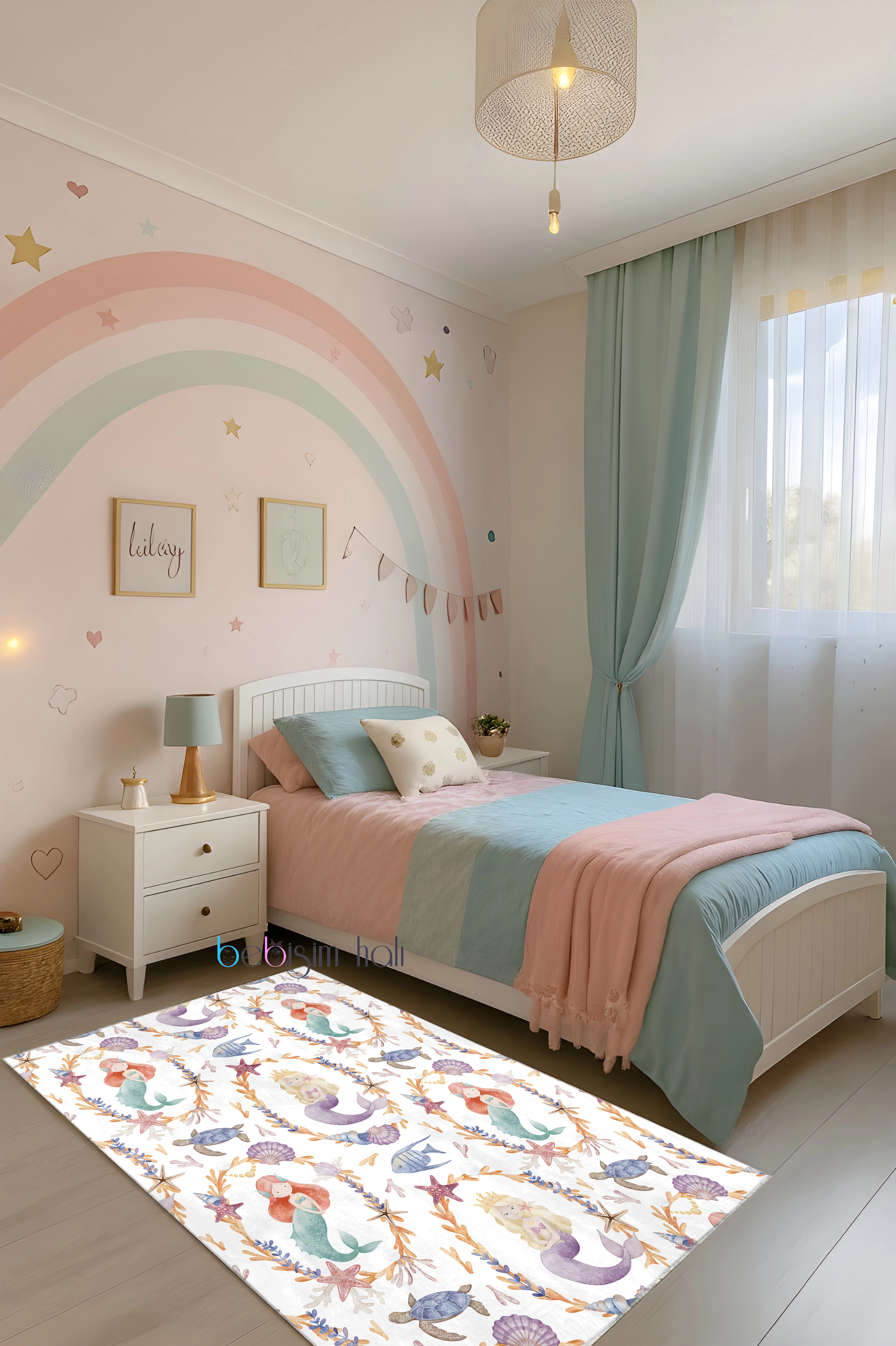 Denizkızı Masalı Bambu Çocuk Odası Halısı