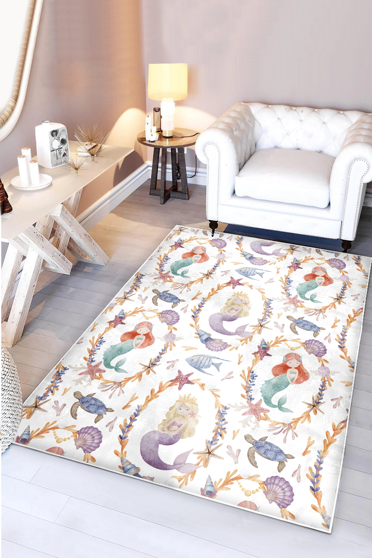 Denizkızı Masalı Bambu Çocuk Odası Halısı