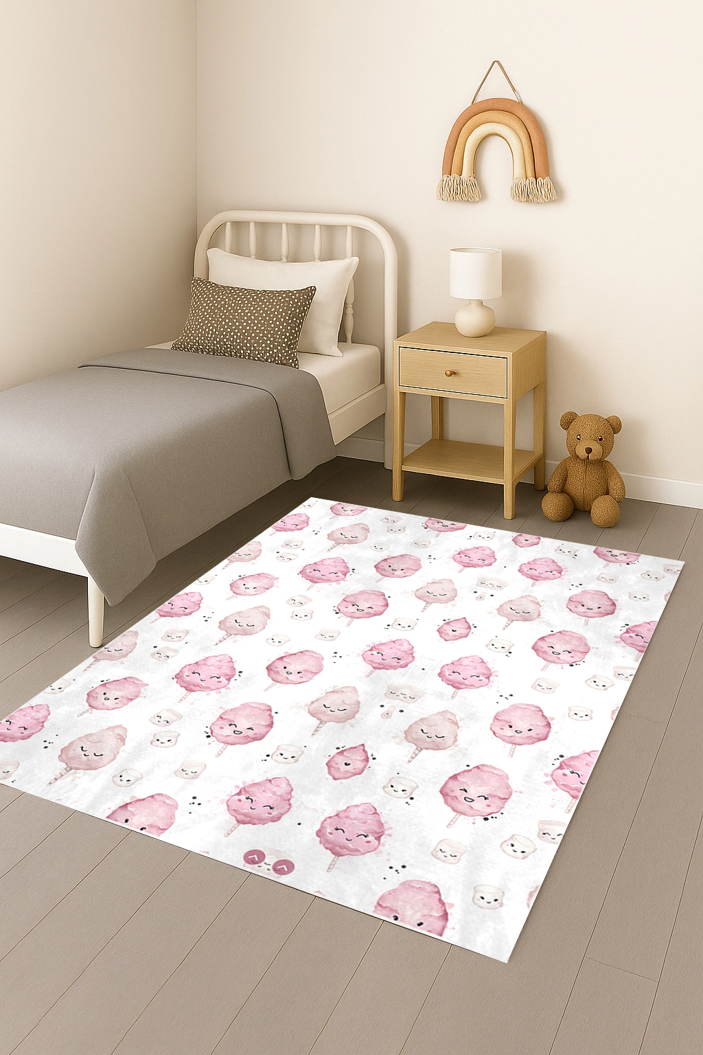 Pamuk Şeker Rüyası Tatlı Bambu Çocuk Odası Halısı