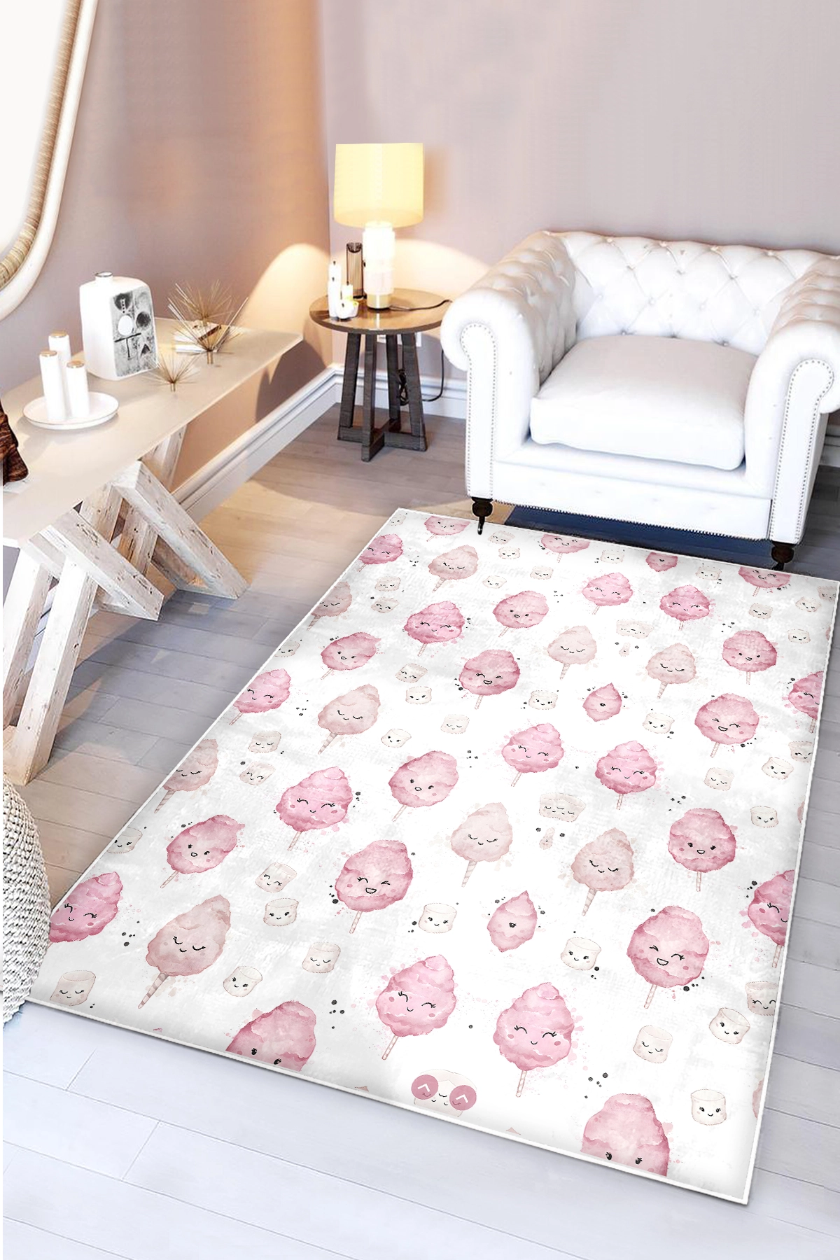 Pamuk Şeker Rüyası Tatlı Bambu Çocuk Odası Halısı