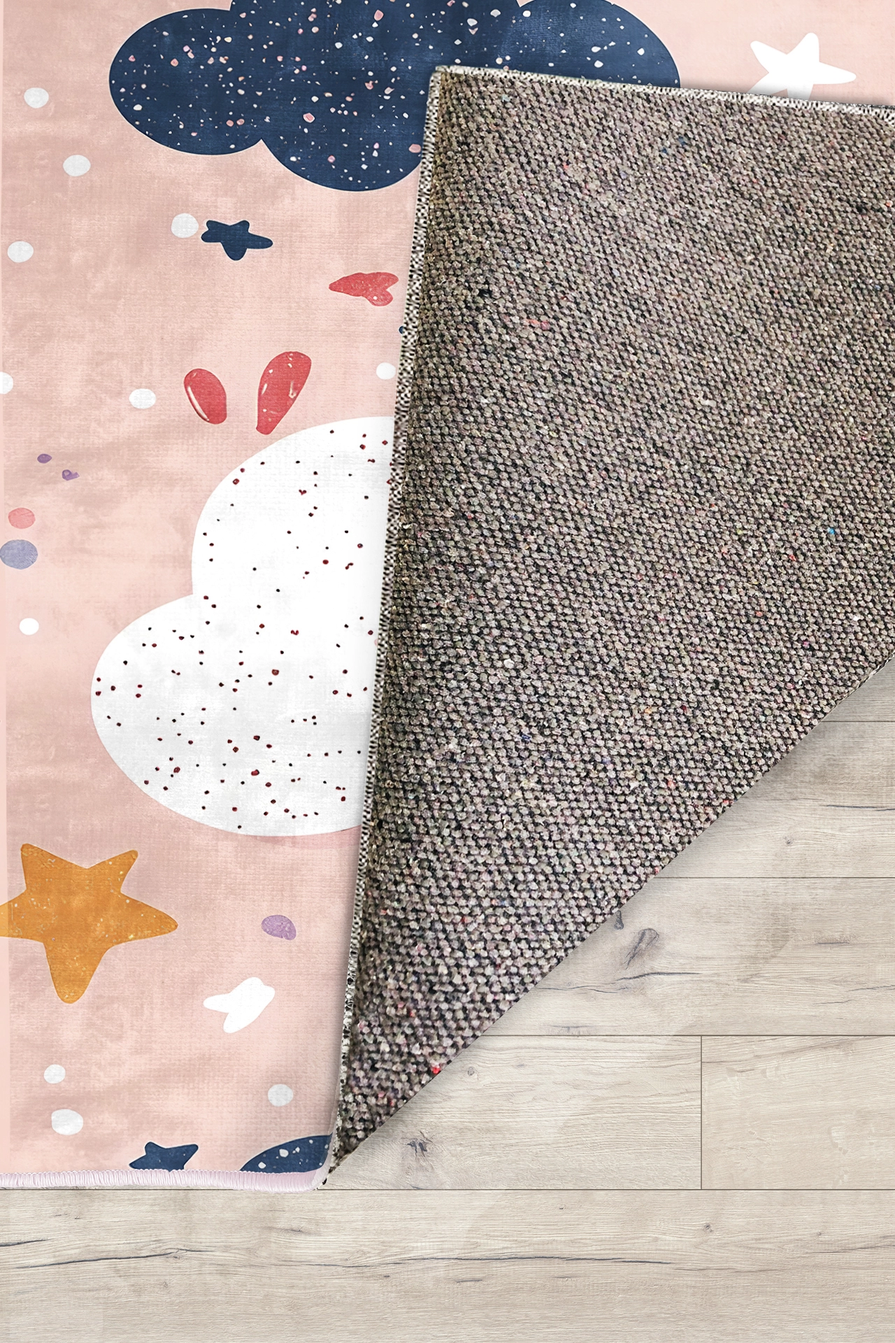 Renkli Hayaller Gökkuşağı Bulut Bambu Çocuk Odası Halısı