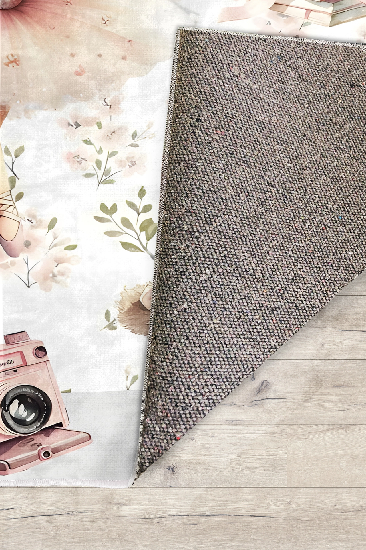 Pembe Balerin Peri Kedili Bambu Çocuk Odası Halısı