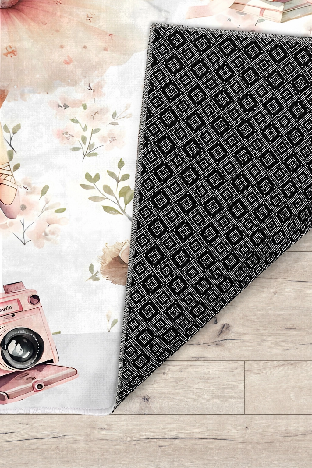 Pembe Balerin Peri Kedili Bambu Çocuk Odası Halısı