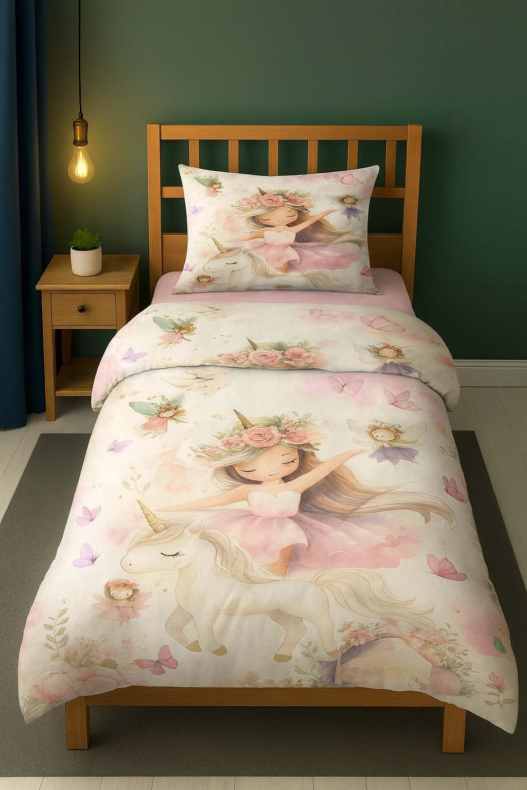 Peri Kız Unicorn Masalı Tek Kişilik Çocuk Nevresim Seti