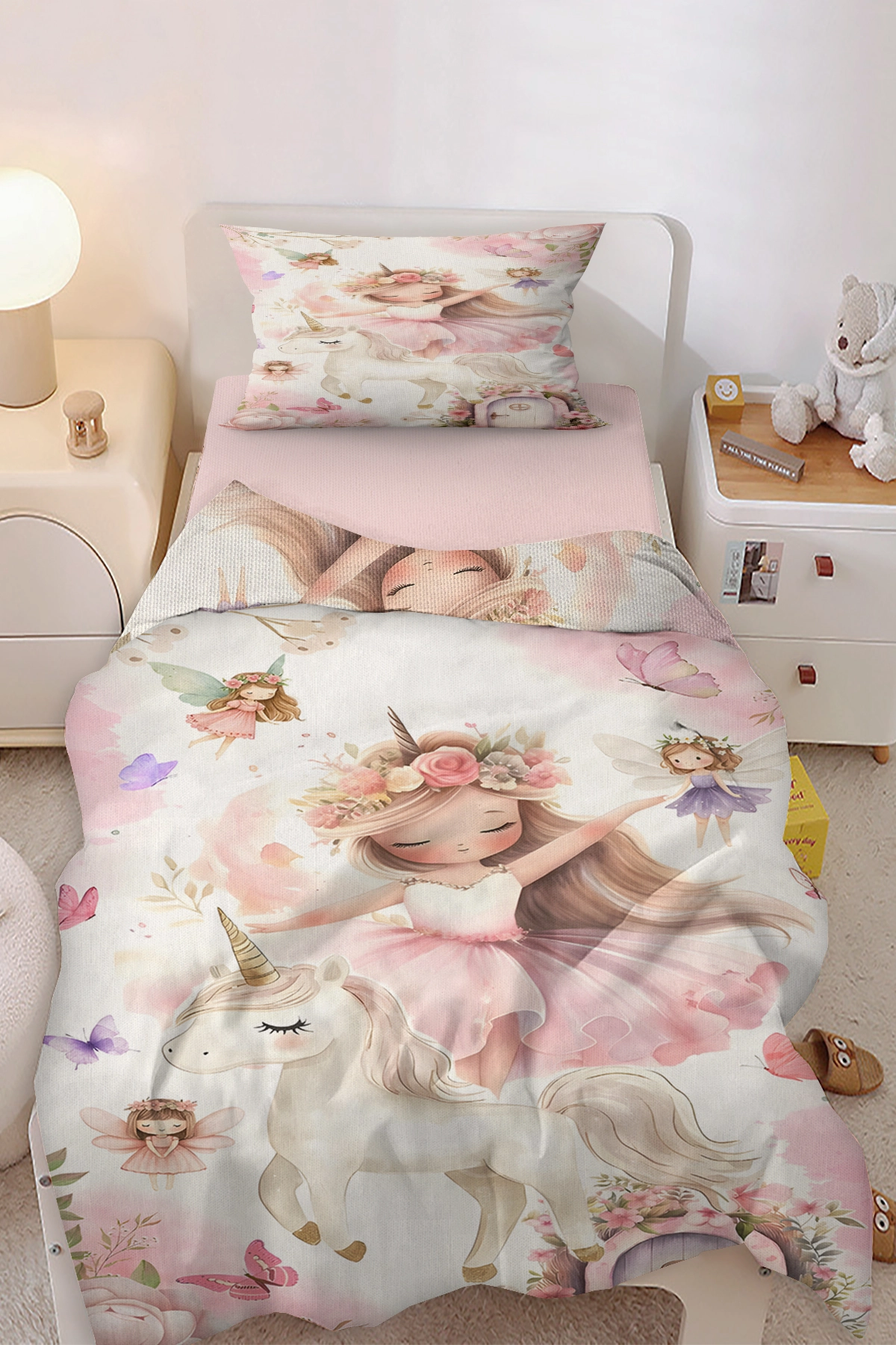 Peri Kız Unicorn Masalı Tek Kişilik Çocuk Nevresim Seti
