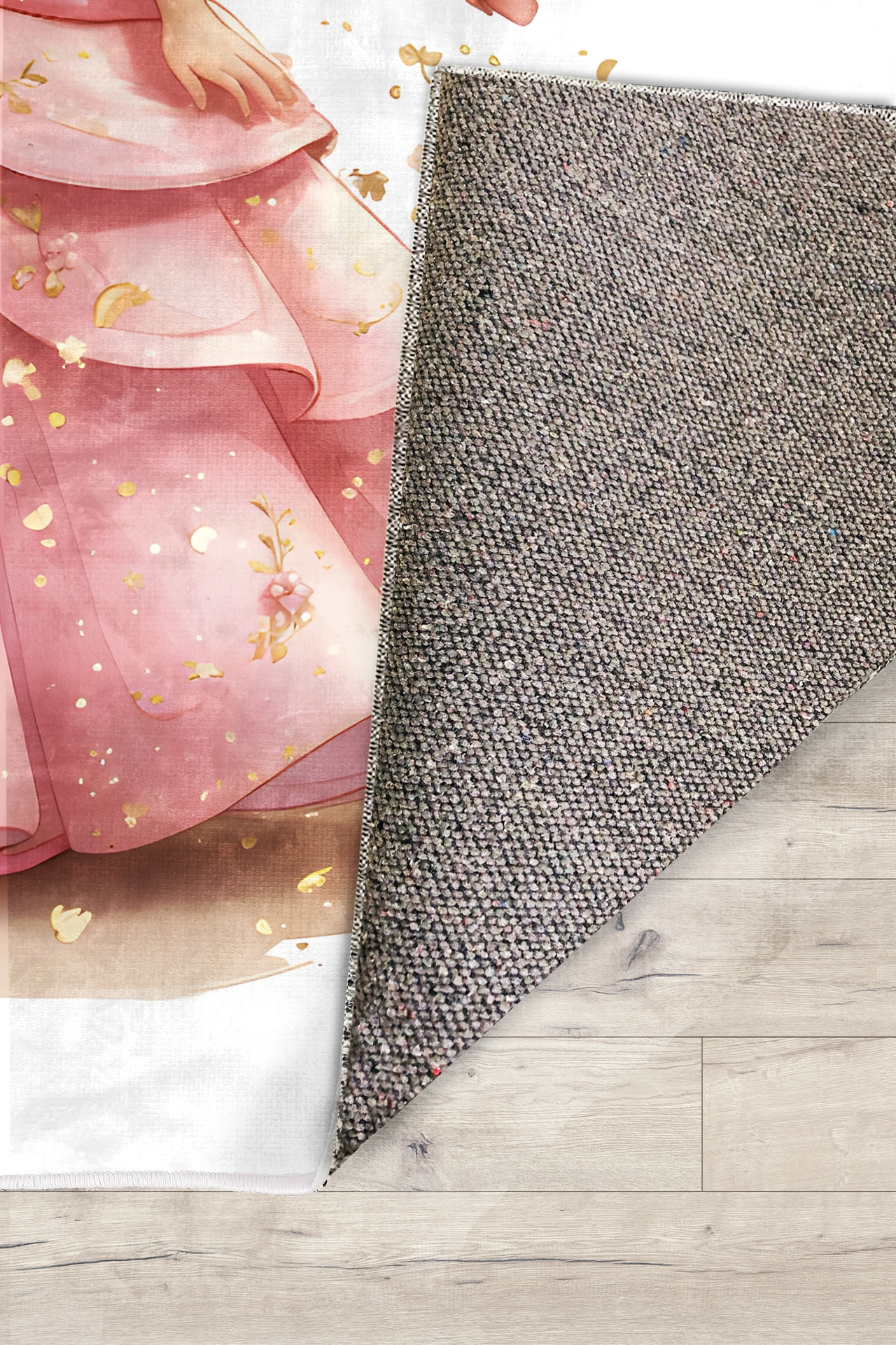 Pembe Prenses Kelebekli Bambu Çocuk Odası Halısı