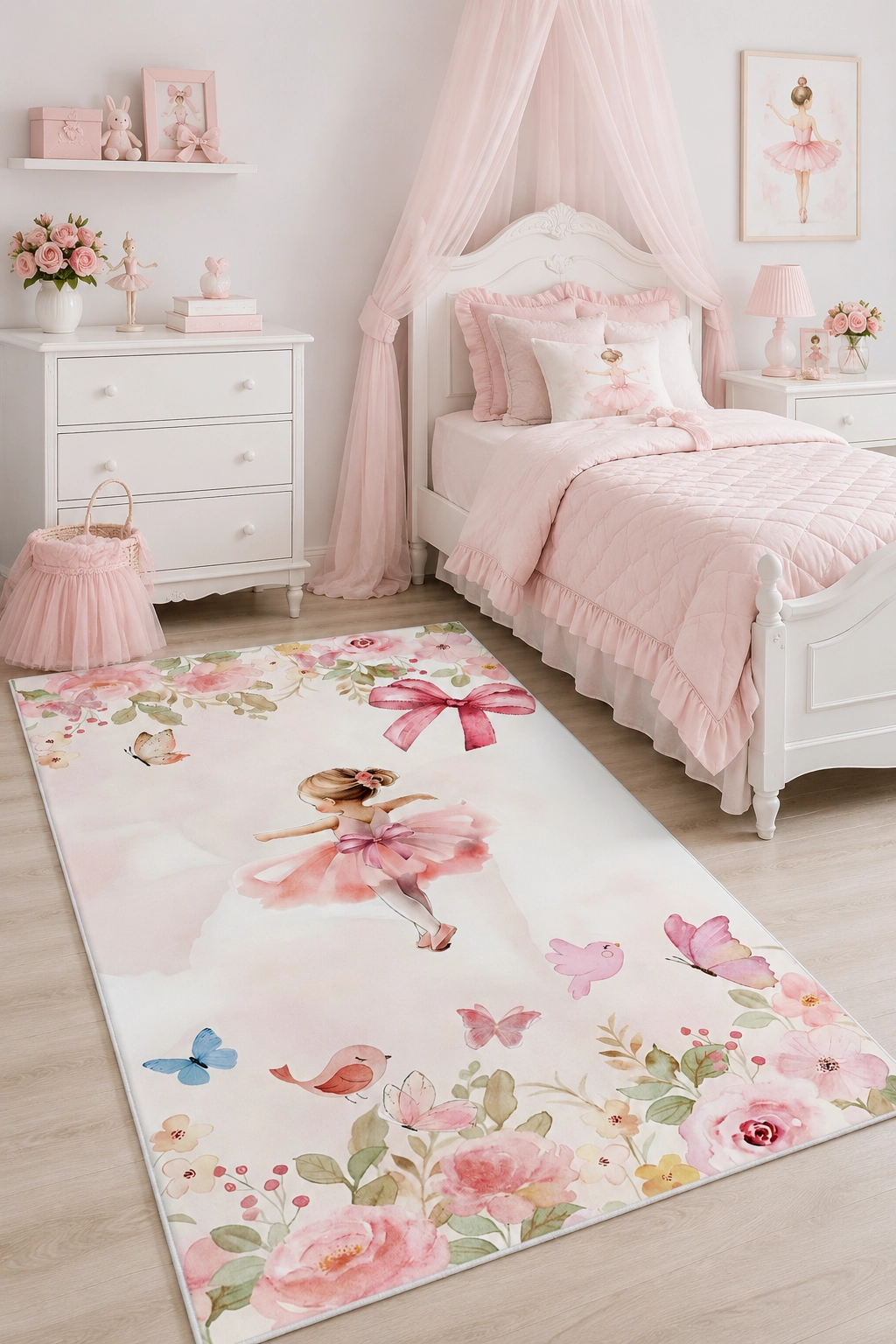 Pastel Gökkuşağı Yıldız Kalp Desenli Çocuk Odası Halısı