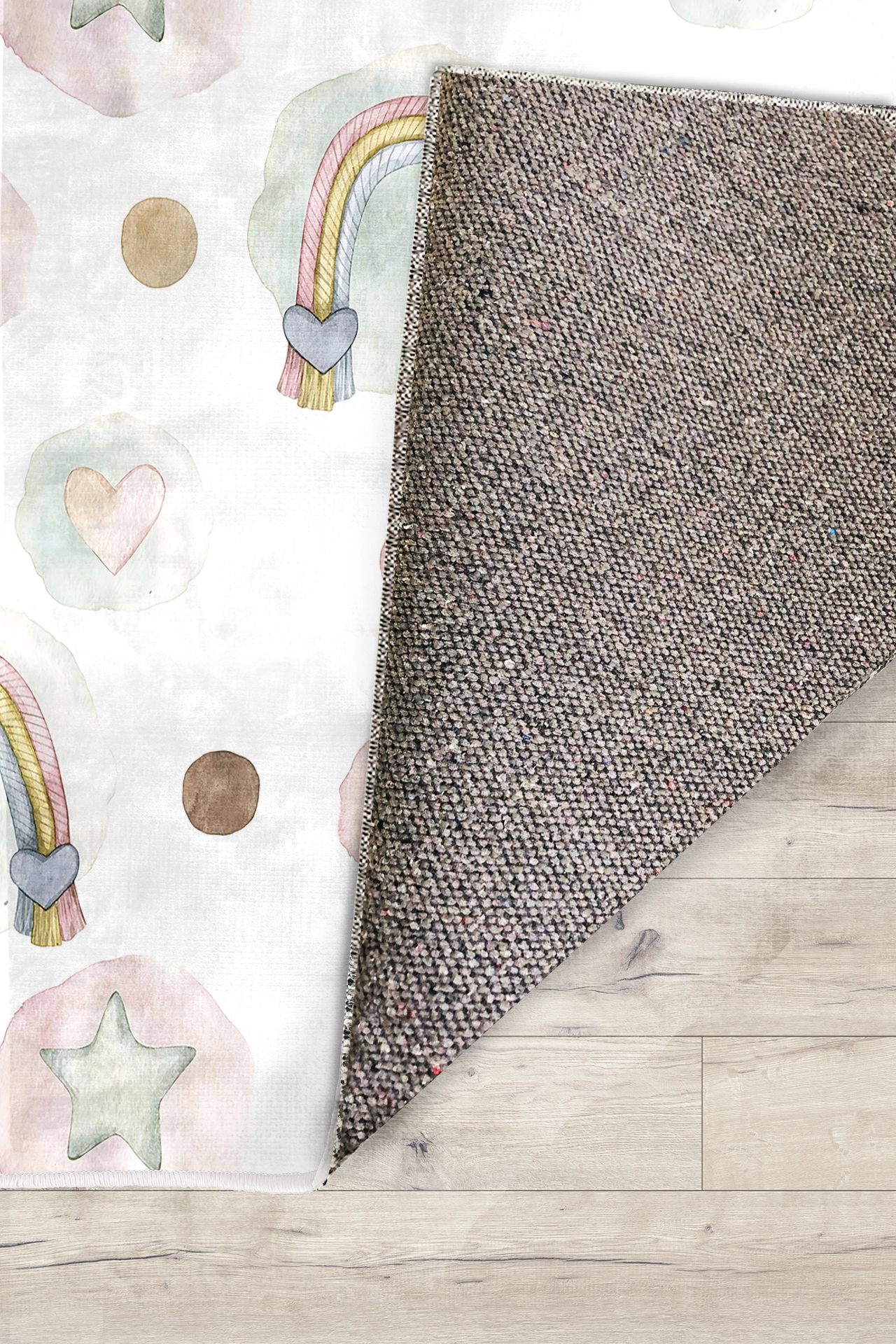 Gökkuşağı Bulut Bambu Çocuk Odası Halısı