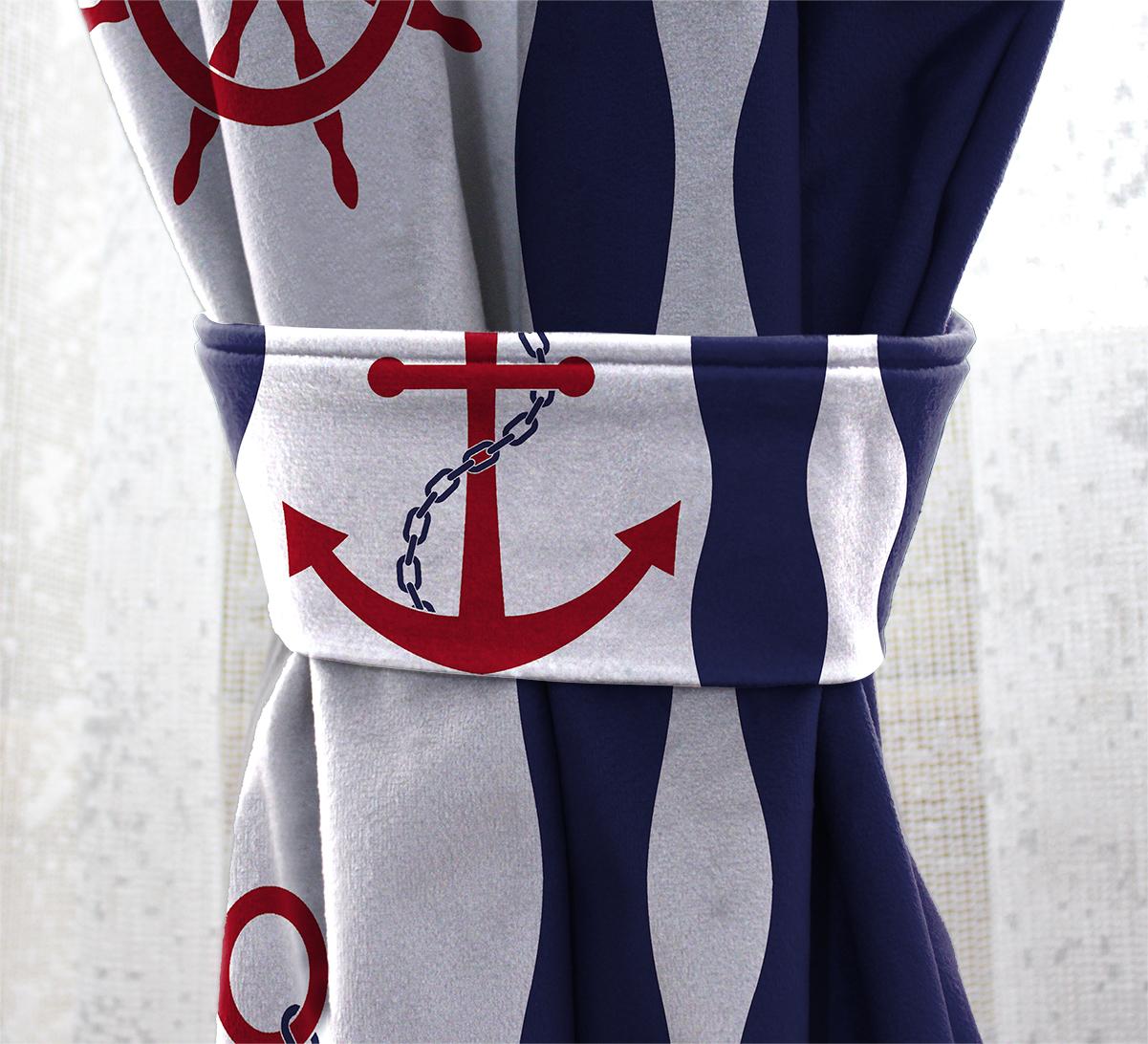 Denizci Dümen Çift Kanatlı Çocuk Odası Fon Perde