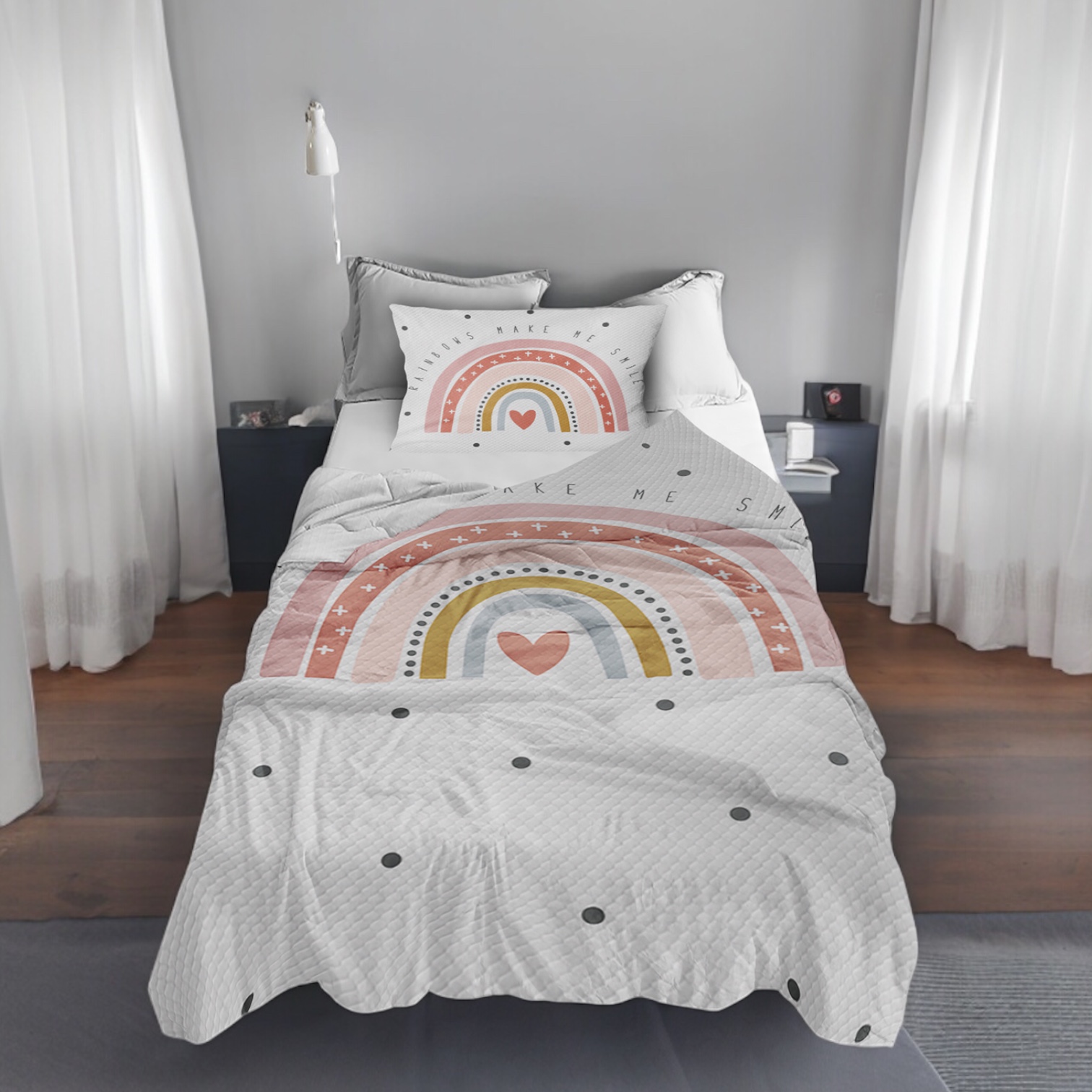 Rainbow Tek Kişilik Pike (Yastık Kılıflı)