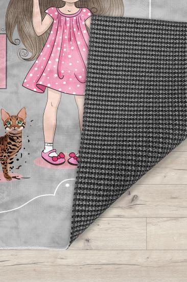 Prenses Kız Seksek KelebekliBambu Çocuk Odası Halısı