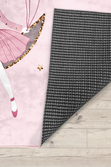 Prenses Kız Pembe Bambu Çocuk Odası Halısı