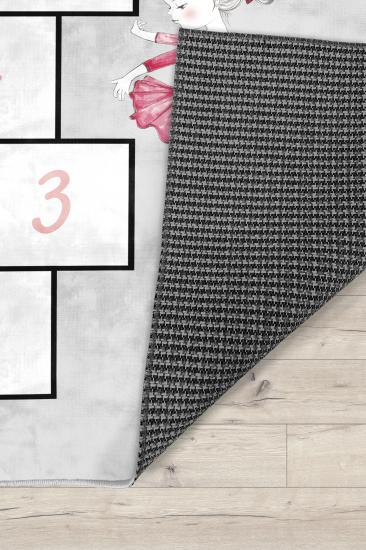 Prensesler Seksekli Gri Bambu Çocuk Odası Halısı