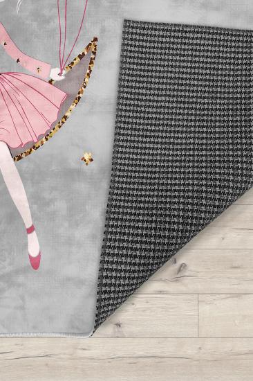 Prenses Kız Gri Bambu Çocuk Odası Halısı