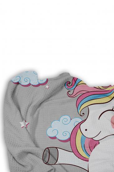 Sevimli Unicorn Tek Kişilik Pike (Yastık Kılıflı)