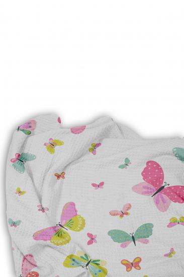 Kelebekli Tek Kişilik Pike (Yastık Kılıflı)