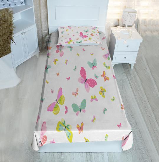 Renkli Kelebekler BH2036 Pike&Yatak Örtüsü(Yastık Kılıflı)